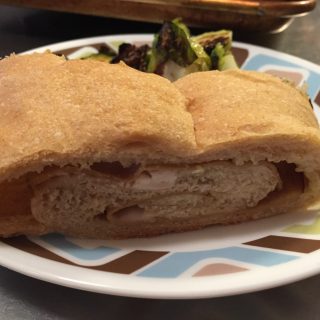 vegan sandwich roll with brussels sprouts