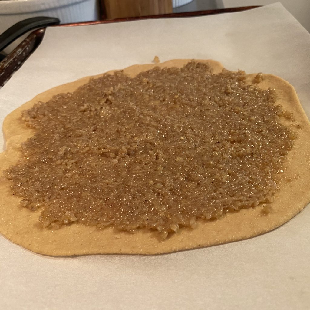 dough circle with nut filling