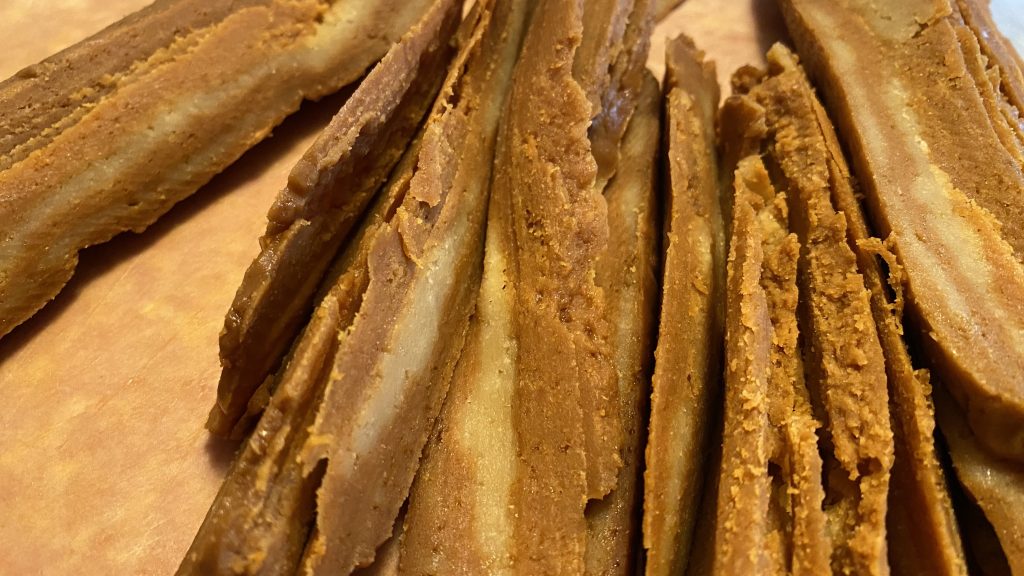 seitan bacon sliced not fried