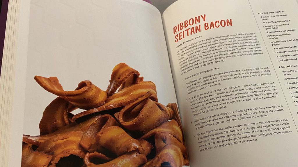 Ribbony Seitan Bacon book page